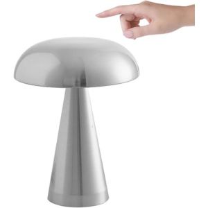 Générique Lampe Champignon Led, Tactile, intensité variable, Rechargeable 1200mAh type C, 3 nuances d'éclairage blanc, Lampe champignon de table (Argenté) (TCC MARKET, neuf)
