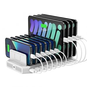 UNITEK Station de charge pour iPad, 96 W 10 ports USB avec charge rapide 3.0, support de charge compatible avec plusieurs appareils, charge simultan&eacute;e de 8 iPad &ndash; [S&eacute;parateur am&eacute;lior&eacute;] (Arsuie, neuf)