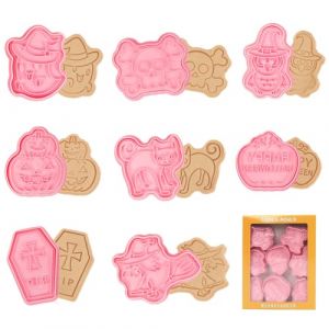 Emporte Pi&egrave;ce Halloween, Lot de 8 Emporte-Pi&egrave;ces en Plastique pour Biscuits-Citrouille, Cr&acirc;ne, Cercueil, Hibou, Fant&ocirc;me, Sorci&egrave;re, Chat (WEIMEIYING, neuf)