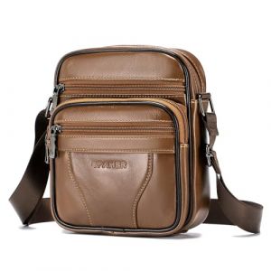 SPAHER Sacoche Homme Bandouliere Cuir Veritable Petit Sac Bandouli&egrave;re Homme Sac Port&eacute; Epaule Sacs Business Vintage Sacs &agrave; Dos Port&eacute; Travers Pochettes Multifonctionnel Sacs &agrave; Main Voyage (SPAHER GROUP-FR, neuf)