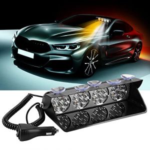 yifengshun 36 LED Ambre+Blanc Gyrophare Stroboscope Lumi&egrave;Re D'Urgence Super Brillant Balise Danger Flash Avec Ventouse 12V Convient Pour Camion De Voiture SUV Int&eacute;Rieur Toit/Dash/Pare-Brise (yifengshun, neuf)