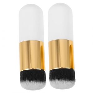 FRCOLOR Pinceaux De Maquillage Pour Fond De Teint Et Blush Duveteux 2 Pi&egrave;ces Taille Petite Adapt&eacute;s Aux Femmes Maquillage Visage Polyvalent Professionnel (White Beach, neuf)