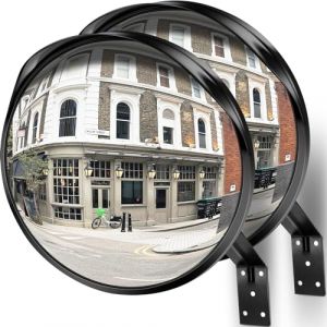 Angooni Miroir de sécurité de 40 cm - Grand angle réglable - Miroir convexe - Miroir de garage - Miroir acrylique rond de trafic (prend en charge l'intérieur et l'extérieur) (Angooni-EU, neuf)