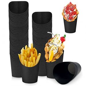DURANTEY 50 PCS Porte-gobelets en Papier Kraft Noir Popcorn Boîtes Carton Popcorn Conteneur Frites Coupe Cornet Alimentaire pour Emporter Gaufres Snacks Desserts, 11.8 * 8.3 * 6 CM (PAULS PETERSONS, neuf)