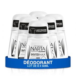 Narta - D&eacute;odorant Homme Bille - Invisimax Efficacit&eacute; 48h Sans Alcool Hypoalerg&eacute;nique - lot de 6 x 50ml (Parapharmacie Centrale, neuf)