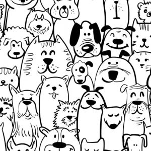 CiCiwind Papier Peint Autocollant 44CMx3M Chien et Mouton Blanc et Noir &eacute;paississant pour Meubles Film Autocollant en Vinyle Imperm&eacute;able Motif Animaux de Dessin Anim&eacute; Mignons Papier Peint (CiCiwind-eu, neuf)