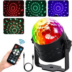 Boule Disco Lumières Disco - Jeu de Lumiere pour Soiree 360° Rotative Lumières de Scène Lumière Disco 7 modes d'éclairage avec Télécommande et USB pour DJ Party, Fête, Bar, Noël, Halloween (Haiyangkeji, neuf)