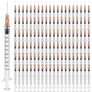 Lot de 100 seringues Vegena 1 ml Seringue Tube en plastique avec aiguille Seringue jetable Petite seringue doseuse liquide Sceau indépendant Emballage Seringue jetable (DING VICTORY LIMITED, neuf)