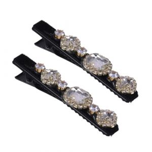 Mikikit Pinces à Cheveux Décoratives à Strass Vintage 2 Pièces 8 Cm Barrette Métal Alligator Noire Pour Femmes Cheveux Fins Usage Quotidien (Famidago, neuf)