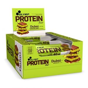 OLIMP Barre Prot&eacute;in&eacute;e Chocolat de Duba&iuml; & Pistache &ndash; Pack 25 x 40 g &ndash; Snack Prot&eacute;in&eacute; Gourmand (Chocolat au lait) (MB FITNESS&trade;, neuf)