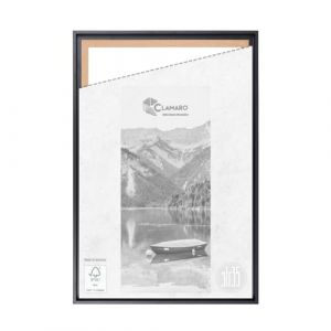 CLAMARO SFR35 Cadre &agrave; joints creux pour ch&acirc;ssis de 80 x 80 cm - Noir mat - Cadre photo en bois MDF pour ch&acirc;ssis - Avec crochet de suspension et mat&eacute;riel de montage (Clamaro, neuf)