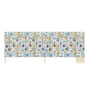 Ladeheid Paravent de Plage avec Poteau en Bois Accessoire Pratique de Plage LAEX001 (Impression Multiple, 15 m) (Hisert, neuf)