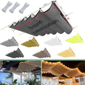 Voile-D'ombrage Rétractable Vague Imperméable 100x350cm(BxL) auvent de Protection Anti-UV avec kit d'installation pour terrasse Garage Jardin Gris foncé (Mvp-Flei, neuf)
