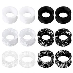 Uwiyo 6 Paires Écarteur d Oreilles en Silicone, 3-25mm Tunnel Oreille Plugs d'oreille en Silicone Flexibles Coloré Plug Ecarteur Oreille Tunnels Chair Forme Cerceau Unisexe (Couleurs Classiques, 6mm) (JOFFY MOCO Store, neuf)