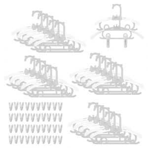 Dzmuero Cintre pour Bebe, 20 pi&egrave;ces Cintre Anti-D&eacute;rapant et R&eacute;glable avec Crochet Embo&icirc;table et 2 Pinces, Gain de Place pour B&eacute;b&eacute;s et Jeunes Enfants (Tinra, neuf)