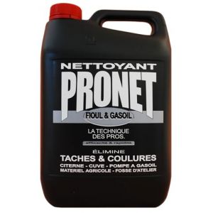 PRONET - Nettoyant Fioul Gasoil Huile moteur Carburant - Elimine les taches et coulures sur tous types de sols ext&eacute;rieurs - Bitume, b&eacute;ton - Nettoie tous types de mat&eacute;riels et v&eacute;hicules - 5 L (La manufacture PRONET, neuf)