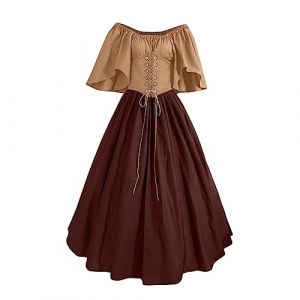 JIANGML 2024 Robe rétro médiévale Femme avec Manches Grandes Tailles Trompette Robe Reine Femme Victorienne médiévale Renaissance Gothique Robe Carnaval Halloween Cosplay fête Princesse Costume Longue (☎JIANGML Discount shop（50% ~ 80%）, neuf)