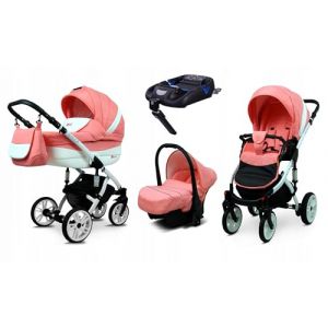 BabyLux® Enfant Poussette Combinée Set 4 en 1 - Lilly – incl. Nacelle, Canne, Siège de voiture, ISOFIX Base - Siège Auto - Landau Bébé - avec Sac à langer, Habillage pluie etc. (BabyLux-shop, neuf)