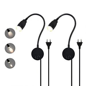 Zoomable Lampe de Lecture Murale, Liseuse LED Tete de Lit avec Interrupteur, Lampe à Col de Cygne Rotative Flexible de 28CM, Applique en Aluminium, Lampe Chevet Murale pour Chambre (Schwarz-2 pieces) (Dennis-fr, neuf)