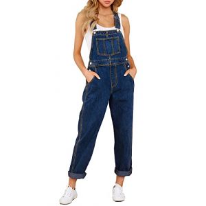 Roskiky - Salopette décontractée en denim extensible pour femme - Salopette en jean avec poches, XXL (RoskikyEU, neuf)