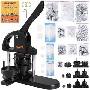 VEVOR Machine à Badges de 25/32/58 mm Presse à Badges avec 300 Kits de Consommables et Livre Magique Panda Machine à Fabriquer des Badges en Plastique Résistant pour Fabrication de Badges à Épingle (New Clear FR, neuf)