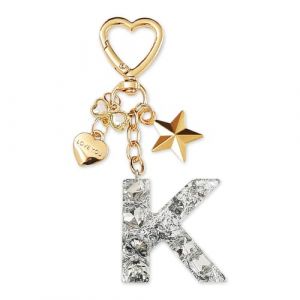 ZVRSUA Nom Lettre Initiale Porte-cl&eacute;s avec Papillon &Eacute;toile pour Adolescentes et Filles et Femmes，Alphabet Initial Keyring pour Portefeuilles Sac &agrave; Main Charme， Letter Keychains (Argent lettre K) (SENBAODZ, neuf)