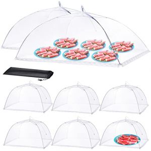 HOMKULA Cloche Alimentaire Pliable Anti Mouche &ndash; Cloche Anti Insectes, moustiquaire &agrave; Fruits, 2 tr&egrave;s Grandes (100 x 63 cm) & 6 Grandes (43 x 43 cm), Pop-Up (nylon & acier inoxydable) (HOMKULA-FR, neuf)