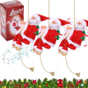 Pere Noel Grimpeur Automate,Santa Claus Musical Climbing Rope,2026 Climbing Santa on Rope,Electric Santa Climbs Up & Down with Music Lights,Christmas Decoration for Tree, Window, Holiday (3PCS) (TANGLIAO, neuf)