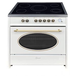GURARI Cuisini&egrave;re &eacute;lectrique GCH E 912 CR r, R&eacute;tro sur pied 90 cm, vitroc&eacute;ramique, Range Coocker, 121 L, cr&egrave;me, 8 fonctions, air chaud, barbecue, 5 zones (elektroniks-home, neuf)