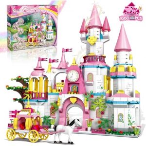 IKIDSUN Ch&acirc;teau de Princesse Rose - Jouet de Construction STEM pour Filles 6-12 Ans - Kit Cr&eacute;atif Avec Carrosse - Blocs de Construction Friends Castle (SHIXU-UK, neuf)
