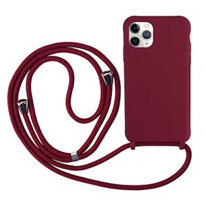 Ququcheng Coque Compatible avec iPhone 12 Mini(5,4"),Collier pour Étui Colliers de cellulaire Corde Silicone avec Cordon Case TPU Bumper pour iPhone 12 Mini(5,4")-Rouge (Ququcheng, neuf)