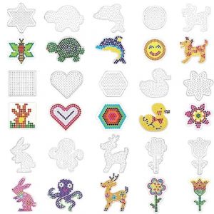 15 Pièces Perles à Repasser Set, Plaques de Perles à Repasser Modèles, Supports de Perles à Repasser Transparents, Plaques de Perles à Repasser, Convient aux Cadeaux de Bricolage pour Enfants (Wonuante, neuf)