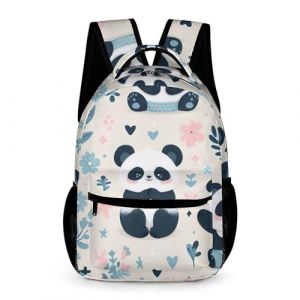 Treer Sac a Dos Enfant Nylon, Cartable Fille Primaire 3D Panda, Cartable Garcon Primaire, Grand 20.6L Cartable Imperméable Cartable pour 3-14 Ans (Panda Mignon,43x32x15cm) (Treer, neuf)