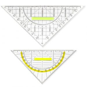 &Eacute;querre avec Poign&eacute;e Ecole triangles g&eacute;om&eacute;triques de 22 cm et 16 cm avec poign&eacute;e, &eacute;chelle triangulaire combin&eacute;e mesure de la longueur et de l'angle, id&eacute;al pour dessiner, (HaJieQin, neuf)