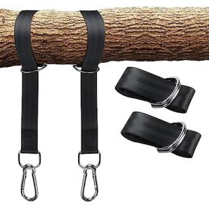 Taeku Sangles de Suspension pour Hamac et Balan&ccedil;oire &ndash; 1 Paire de Sangles Renforc&eacute;es avec Mousquetons et Anneaux en D, Accessoire Ext&eacute;rieur pour Arbres, Camping, Fitness et Jardin (50 cm) (Taeku SE, neuf)