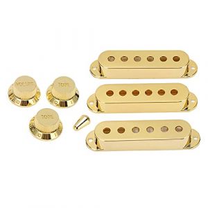 Pi&egrave;ces de Guitare &eacute;lectrique Interrupteurs de Guitare Jeu D'embouts 3Pcs Micro Guitare avec Chapeau de Bouton et Capuchon D'interrupteur Boutons de Couvercle de Ramassage de Guitare Dor&eacute; pour Guitare (Xinjier-EU, neuf)