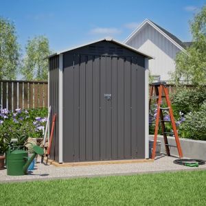 5x3ft Gartenhaus aus Stahl, Wetterschutz mit bel&uuml;fteter & abschlie&szlig;barer T&uuml;r f&uuml;r Terrasse & Garten (GUANYI-USA, neuf)