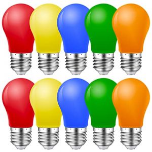 MZYOYO Lot de 10 Ampoules Couleur E27, E27 Ampoule Couleur LED 1W, Ampoule LED colorée E27, Ampoule LED pour Décoration Noël Halloween, Rouge Vert Bleu Orange Jaune, AC230V (MZYOYO, neuf)