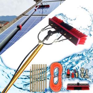 9m Perche Telescopique Nettoyage Panneaux Solaires, Errtsdb Brosse telescopique toiture avec Tuyau Intérieur Balai telescopique pour Toit pour Panneaux solaires, Lavage de Camion, fenêtre (lisheng shop, neuf)