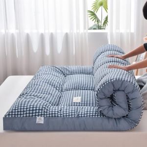 Matelas futon japonais pliable, tatami, matelas de camping portable, facile à ranger, tissu respirant pour canapé, matelas (bleu, 200 x 220 cm) (fengyiaa, neuf)