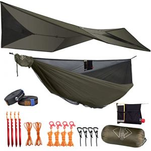 onewind Hamac de camping avec filet anti-insectes et anti-insectes portable léger de 3,4 m avec bâche en silnylon ultra léger de 3,7 m et moustiquaire Ridgeline sangles d'arbre de 3,7 m pour camping, (Onewind, neuf)