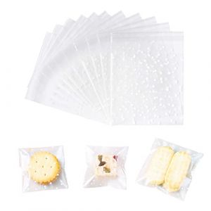 200 Pi&egrave;ces Sachets Transparents pour Biscuits, Cellophane Alimentaire Sachet Bonbon Petit Avec Bande Collante Sachet Plastique Transparent pour Boulangerie, Biscuit, Bonbons, Bijoux (7&times;7+3cm) (CORTNEY EU, neuf)