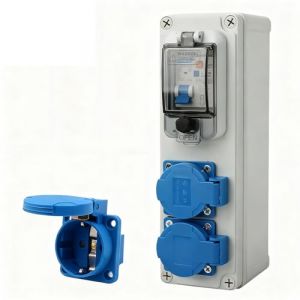 Coffret Electrique de Chantier 16A, Tableau Electrique 250V 2P Boitier Electrique Etanche avec Interrupteur fi Disjoncteurs Electriques IP54 Prise Extérieure pour Intérieurs et Extérieurs (ignoremexi, neuf)