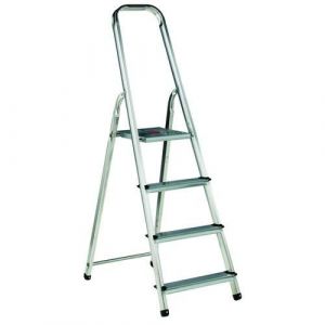 Escabeau en Aluminium De 4 Marches Marche Pied Pliant Hauteur 78cm Echelle avec Pieds Anti D&eacute;rapant Max 150Kg (Hobby-Discount, neuf)