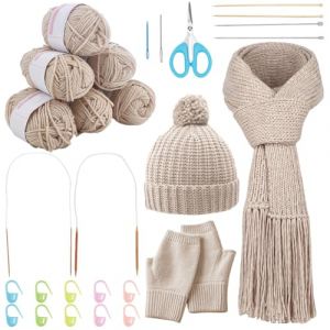 WEBEEDY Kit de Tricot pour D&eacute;butants Adultes Ensemble de D&eacute;marrage Tricot pour Bonnet &Eacute;charpe et Gants Complet pour D&eacute;butant avec Laine Aiguilles &agrave; Tricoter Instructions pour Crocheter des Accessoires (WEBEEDY EU, neuf)