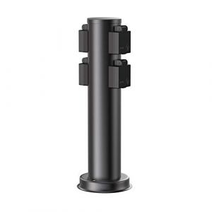 ledscom.de Colonne de Prises de Courant de Jardin PORU pour l'extérieur, IP44, 4X, Acier Inoxydable, Plastique, Noir, Rond, 39 cm, Prise de Courant extérieure, Prise de Courant de Jardin, Tour de (LEDs Com GmbH, neuf)