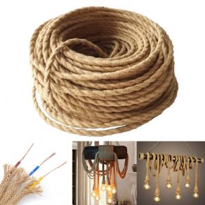 GreenSun Corde Cable Electrique - 10M Fil Electrique Cable 3G0,75 Fil Electrique 0,75mm² Fil Electrique Corde 3x0,75mm² Fil de lin électrique à 3 conducteur pour lampes Suspension accessoires DIY (TimingCoverStore, neuf)