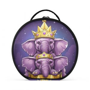 Doodle Art Mignon &Eacute;l&eacute;phant Violet Cr&eacute;ativit&eacute; Trousse Sac Cosm&eacute;tique Circulaire de Maquillage Pochette Sacs avec Cloisons Amovibles pour Voyage Filles (HULAHULA, neuf)