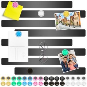 Wukong 8 Pièces Tableau Mémo Magnétique Noir, Bandes Magnétiques Autocollantes avec 32Pcs Aimants pour Tableau Blanc pour Bureau, Tableau d'affichage, mur Photo, Documents et Réfrigérateur (Loonfa, neuf)