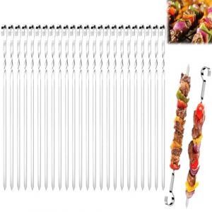 XILEPINGAN 24 Pi&egrave;ces Brochette inox,30 cm Pique Brochette Inox,Brochettes R&eacute;Utilisables en Acier Inoxydable,Brochettes en M&eacute;Tal,Brochettes de Barbecue pour Barbecue Viande l&eacute;gumes (C-24 Pi&egrave;ces-30 CM) (XILEPINGAN, neuf)